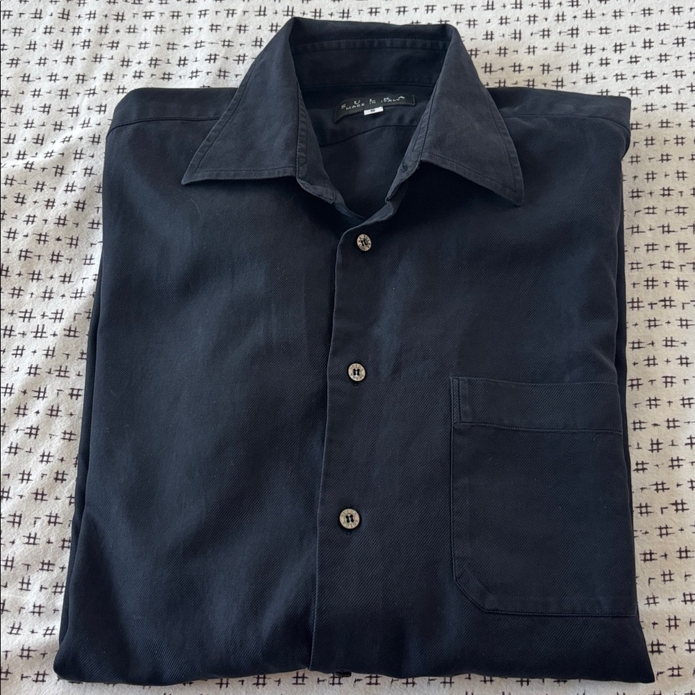 Sulka button down shirt, navy, cotton, slim cut, size S